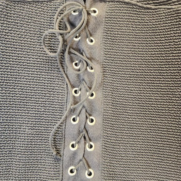 Forever 21 Jumpsuit Womens XL Black Lace Up Front Stretch Form Fitting - Picture 9 of 10